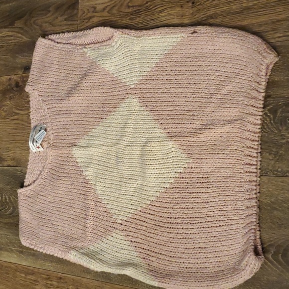 Vintage 80s Currants Hand Knit Silk Blend Pink Chunky Sweater Vest Geometric M - Picture 1 of 7